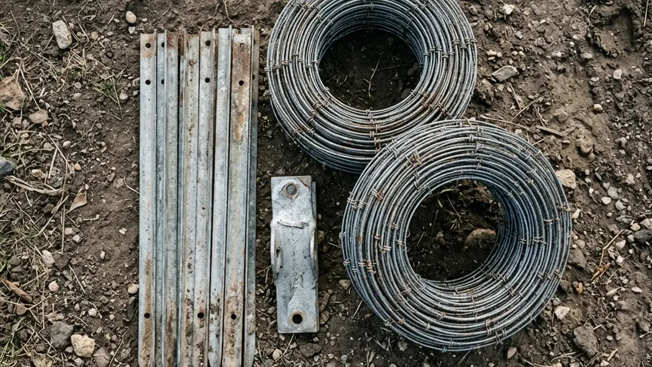 Star pickets, ringlock wire and strainer post materials